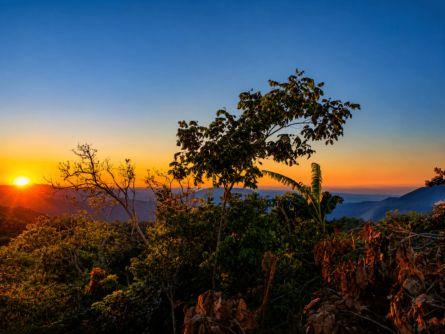 Atardecer sobre las montanas de Pluma Hidalgo